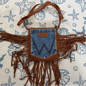 Wrangler Denim and Brown Fringe Bag